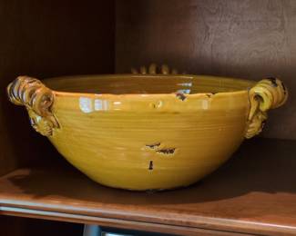 Vintage Yellow Glazed Earthenware Tian Bowl