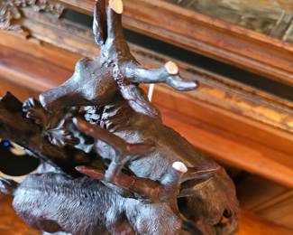 Black Forest Figural Stag Mantel Clock