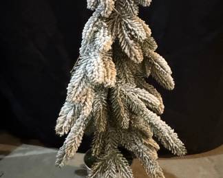 Flocked Artificial Tabletop Christmas Tree in Galvanized Metal Bucket