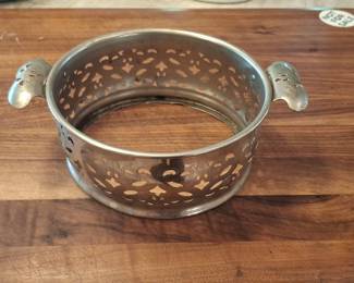Vintage Silver Plated Openwork Casserole Dish Holder with Handles
