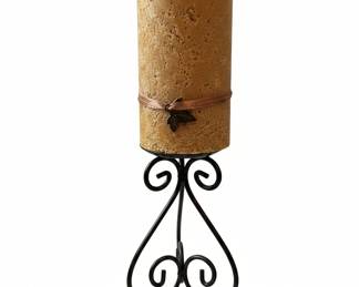Wrought Iron Scroll Pillar Candle Holder with Beeswax Candle