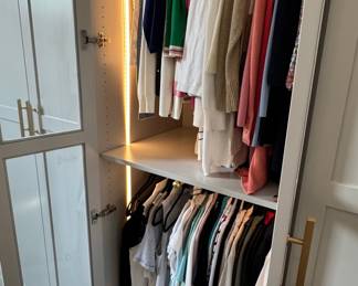 High-End Custom Walk-In Closet System with Island and LED Lighting