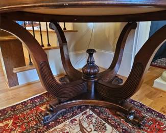 Maitland Smith Style Marquetry Pedestal Table