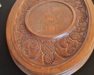 Vintage Hand-Carved Wooden Pineapple Motif Serving Tray