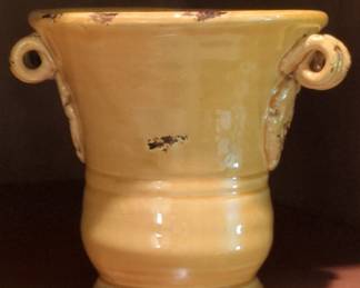 Vintage Yellow Glazed Ceramic Anduze-Style Planter