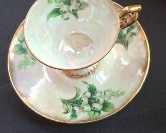 Ucagco Lily of the Valley Lusterware Teacup and Saucer
