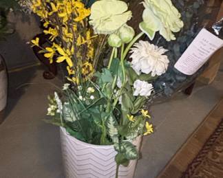 Artificial Floral Arrangement in Chevron Ceramic Planter