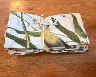 Botanical Bird Print Cotton Napkins
