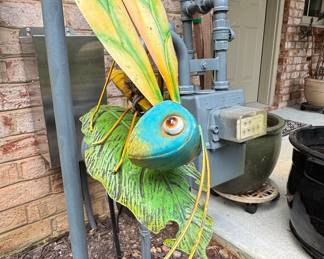 Whimsical Metal Dragonfly Garden Stake