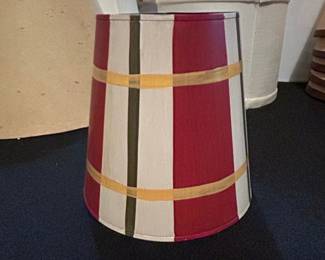 Vintage Red, White, and Olive Green Plaid Fabric Drum Lamp Shade