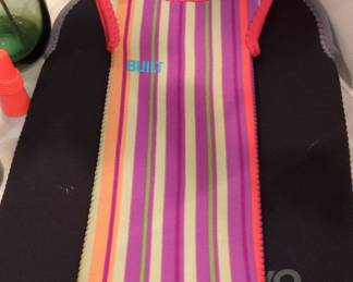BUILT NY Multi-Colored Vertical Stripe Neoprene Single Bottle Wine Tote