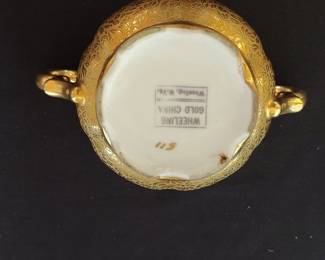 Wheeling Decorating Company Gold Encrusted Covered Sugar Bowl
