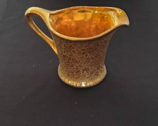 Vintage Pickard "Rose and Daisy" Gold Lusterware Creamer