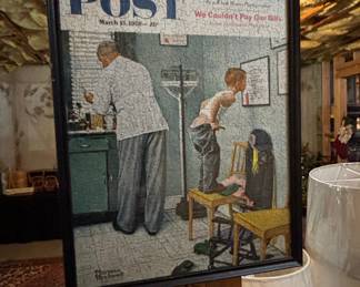 Norman Rockwell 'Before the Shot' Saturday Evening Post Jigsaw Puzzle, Framed