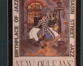 George B. Luttrell II Signed 'Le Mardi Gras, Basin Street Jazz, New Orleans' Poster
