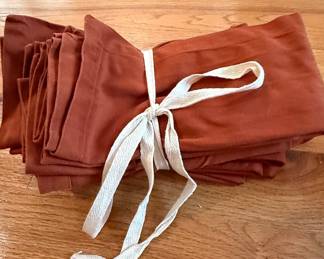 Set of 12 Rust Linen Dinner Napkins with Natural Ribbon