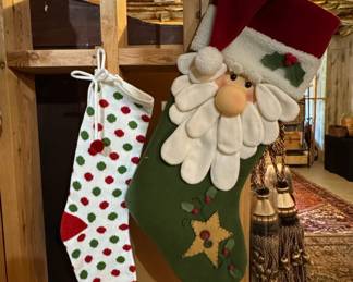 Decorative Christmas Stocking Pair (Santa & Polka Dot)