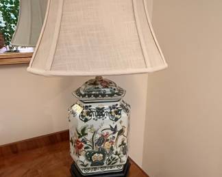Vintage Hexagonal Famille Rose Porcelain Table Lamp