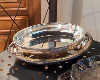 Silver Plated Covered Vegetable Serving Dish with Lid