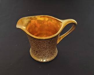 Vintage Pickard "Rose and Daisy" Gold Lusterware Creamer