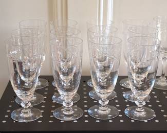 Vintage Etched Wheat Pattern Crystal Stemware Set