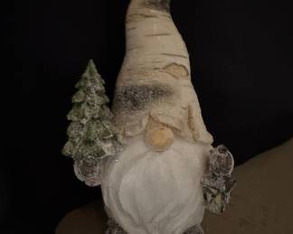 Birch Bark Style Resin Christmas Gnome Figurine