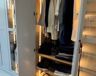 High-End Custom Walk-In Closet System with Island and LED Lighting