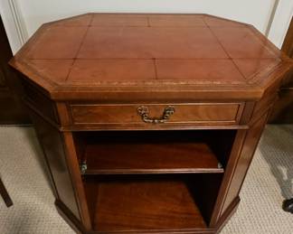 Vintage Mahogany Octagonal End Table with Embossed Border