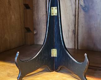 Hinged Black Wood Plate Display Easel Stand