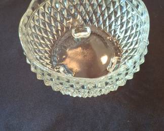 Vintage Indiana Glass Diamond Point Three-Footed Candy Bowl
