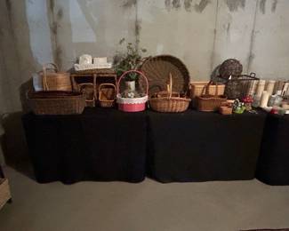 Assorted Decorative Woven Baskets, Including Picnic and Gathering Styles