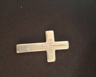 Vintage "Jesus Christ Is Lord" Aluminum Cross Pendant