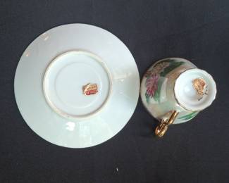 Vintage Ucagco Ceramics Japan "Flower of the Month" July Water Lily Lusterware Teacup and Saucer