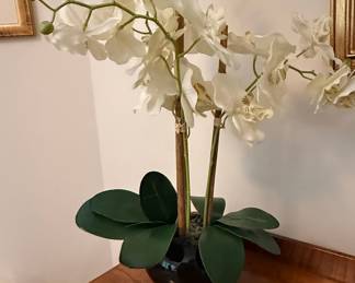 Artificial Phalaenopsis Orchid Arrangement in Black Ceramic Pot