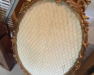 Vintage Ornate Oval Mirror with Gilt Frame