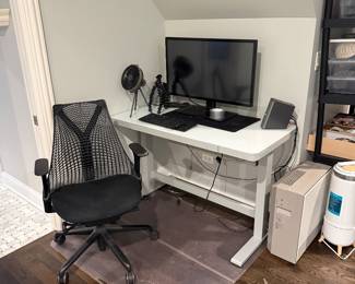 Desk, Monitor and Office Chair