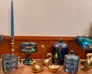 COBALT BLUE CARNIVAL GLASS