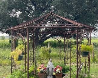 CONCRETE DEER AND BLESSED VIRGIN MARY STATUES