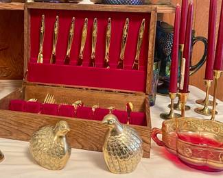 BRASS DECOR, MCM GOLDTONE FLATWARE SET