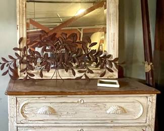 VINTAGE DISTRESSED DRESSER WITH MIRROR