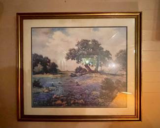 VINTAGE FRAMED BLUEBONNET PRINT