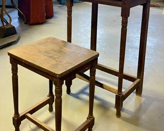 VINTAGE WOOD DESK WITH STOOL