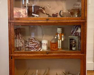 ANTIQUE OAK 3 STACK LAWYER BOOKCASE, LONGHORN DECOR