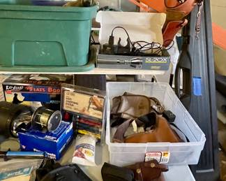 PENN FISHING REEL, GUN HOLSTERS, GUN HARD CASE, AMMO BOX