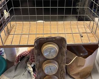 VINTAGE WIRE BASKET, BAROMETER