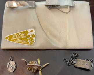 VINTAGE STERLING DI DEE DIAPER PINS, VINTAGE STERLING & 14K JAMES AVERY JEWELRY