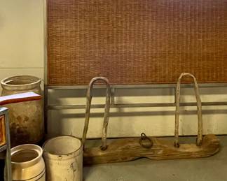 OXEN YOKE, WICKER HEADBOARD