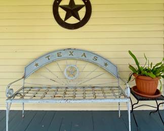 VINTAGE METAL BENCH, TEXAS STAR WALL HANGING