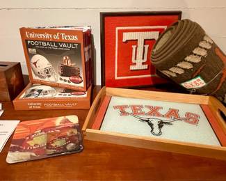 UT FOOTBALL VAULT BOOK, LONGHORN AREA RUG, TEXAS LONGHORN TRAY