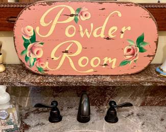 POWDER ROOM SIGN, ANTIQUE HAT PINS